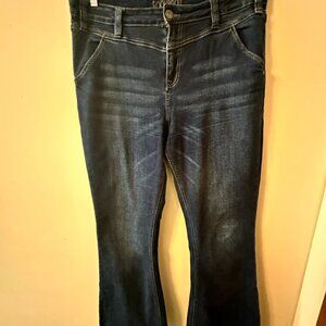 Rock and Roll Dark Denim Jeans - High Waisted Flare - 34x34